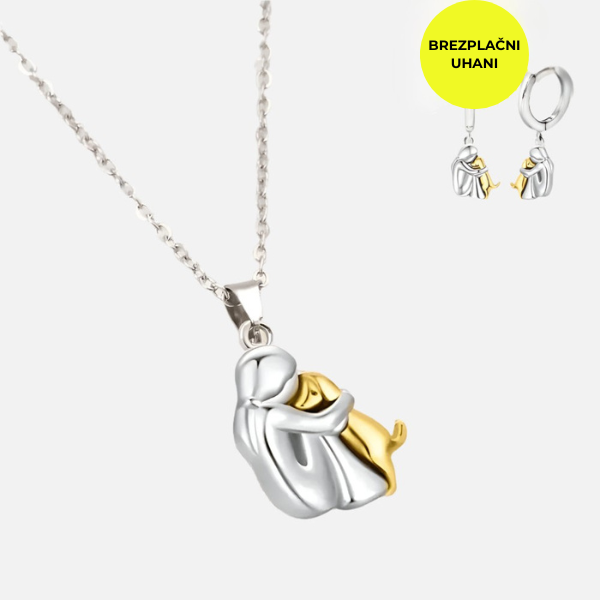 Eva - Komplet ogrlice in uhanov z obeskom objema