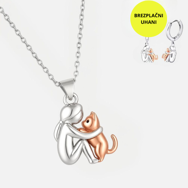 Lara - Ogrlica z mačjim objemom in uhančki