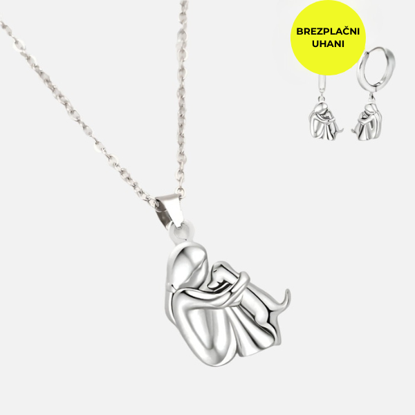 Eva - Komplet ogrlice in uhanov z obeskom objema