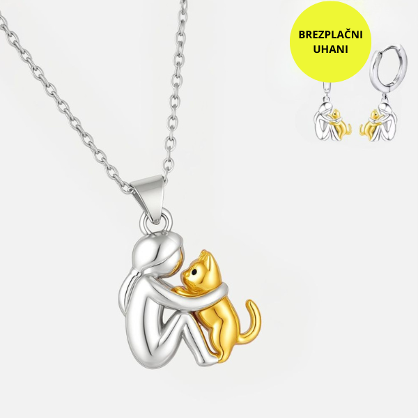 Lara - Ogrlica z mačjim objemom in uhančki