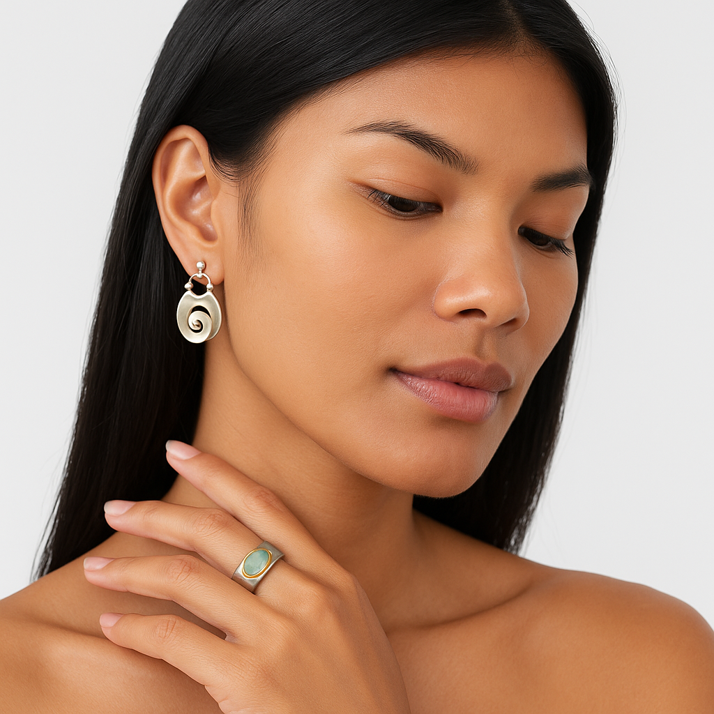 Larisa - Vintage srebrni spiralni uhani