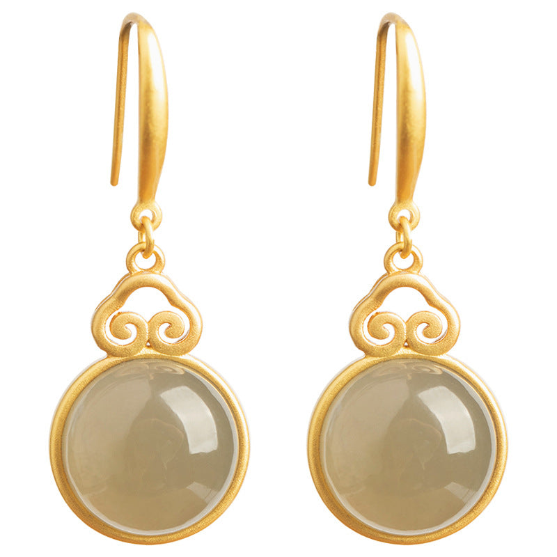 Brigita - Vintage uhani z zelenim mesečevim kamnom