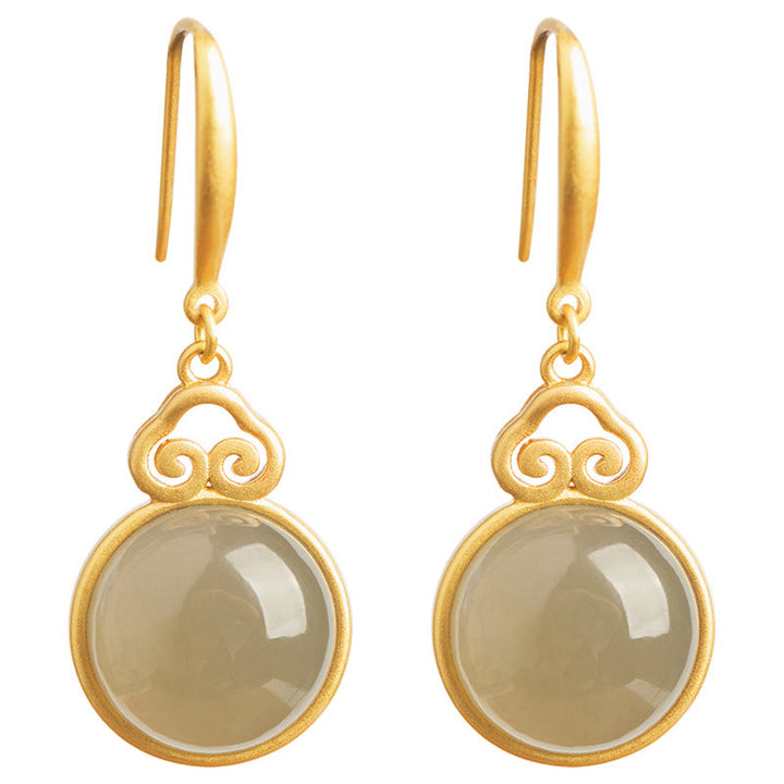 Brigita - Vintage uhani z zelenim mesečevim kamnom