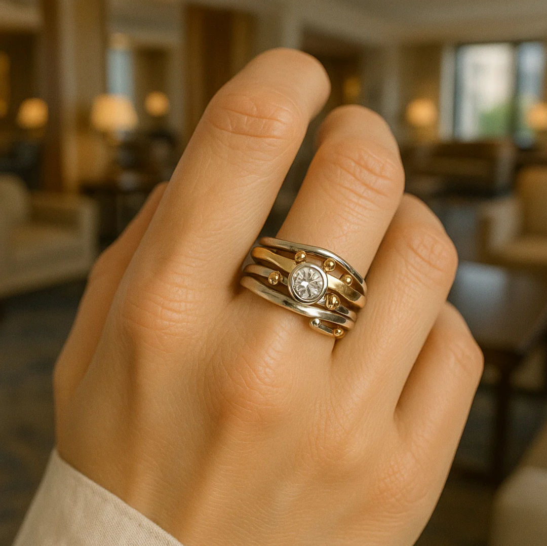 Tatjana - Royal vintage zlati prstan z vloženim cirkonijem