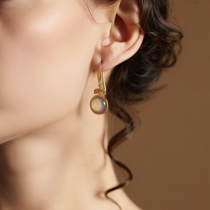 Brigita - Vintage uhani z zelenim mesečevim kamnom