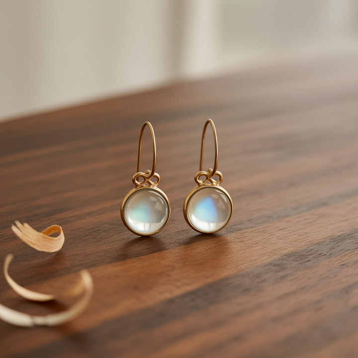 Brigita - Vintage uhani z zelenim mesečevim kamnom