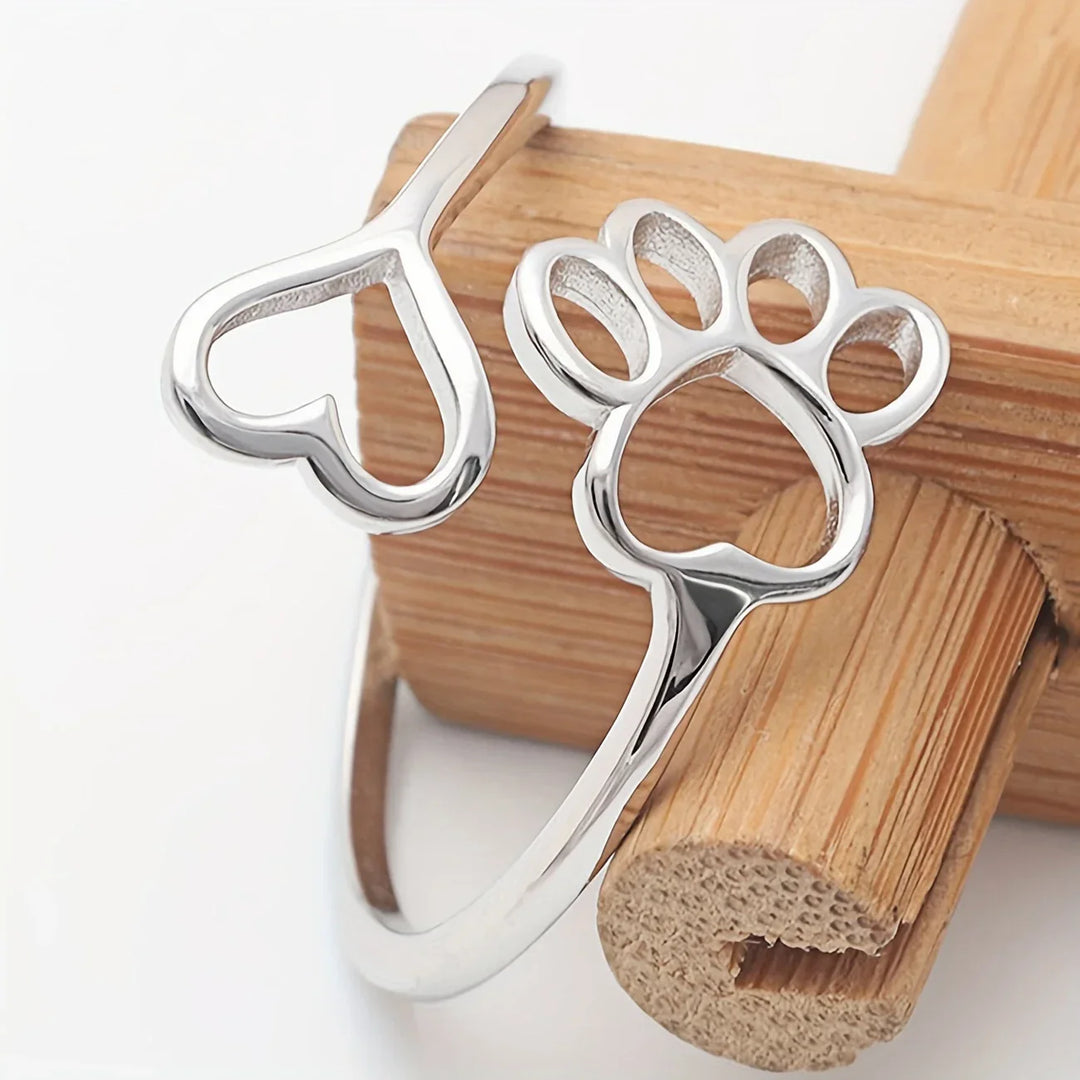 Manca - Ročno izdelan prstan s tačko in srcem, nastavljiv